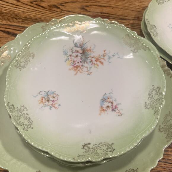Antique Imperial Austria China Porcelain LUNCHEON SET 6 Plates + LG SERVING PL - Picture 4 of 13
